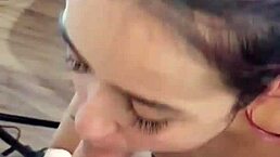 Little College Whore Suckles Hot Milk From Dick