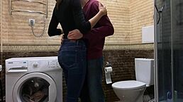 Russian Step Sister BANGED Hard in Laundry Room