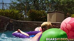 Hairy big bears at pool sucking before fucking.