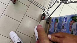 I helped this guy cum in the supermarket, it was so risky with his monster cock and big ass!