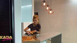 Close-up of babe jerking off cock in erotic couple POV