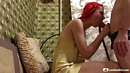 redhead stepsister enjoys doggy pounding