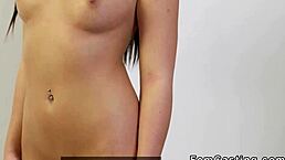 female agent teases petite tanned model at work