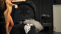 redhead bride dancing nude in public outdoor setting