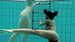 Markova and Zlata diving into hot lesbian action underwater 😏