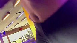 Can't control this hard-on watching her masturbate in the gym?