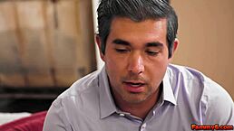 blonde stepdaughter khloe kapri bangs jon rouge while stepdad watches