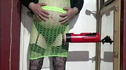 Crossdresser Enjoys Machine Masturbation Shyly
