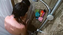 my very attractive neighbor asked me to shower with her, and we had an amazing blowjob session with cumshot