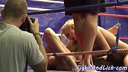 Busty Wrestling Babe Seduces Lesbian Pussy