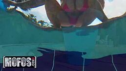 abella danger and payton preslee lick wet pussies in bikinis by the pool