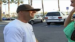 A blonde charms our friend.