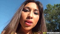 hot teen 18+ gets fucked outdoors by her friend