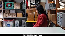 cute teen 18+ gets caught stealing in shop and blows mall cop to avoid trouble