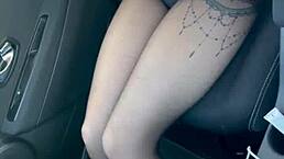 I masturbate in panties in the car, fingering myself 😈 public fun!