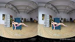 Lovely Blonde Amateur Strips with Natural Tits in VR