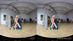 Lovely Blonde Amateur Strips with Natural Tits in VR