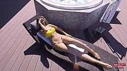 hot brunette milf rides in jacuzzi pov