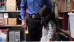 teen caught stealing in shop gets bent over and fucked