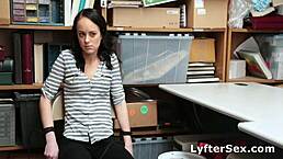 teen caught stealing in shop gets bent over and fucked