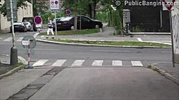 Alexis Crystal gets slammed hard in wild public street action without mercy.