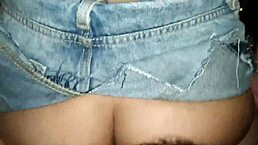 big ass in ripped jeans gets creampie in tight pink pussy