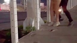 this couple is fucking on the bridge in doggystyle with cum swallow 😏