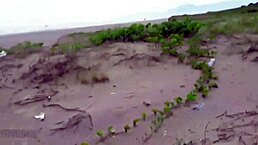 naughty blonde has sex in public on the beach