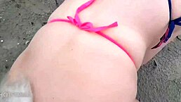 naughty blonde has sex in public on the beach