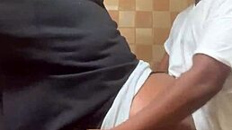 Couple has quickie in public bathroom before movie starts