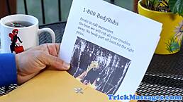 I am the glam busty masseuse sixtynining with client