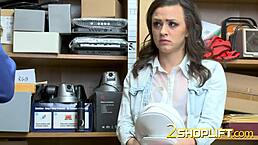 Innocent shoplifter faces rough roleplay in the shop, getting drilled hard.