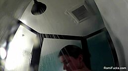 I, Romi Rain, showers and touches my big tits in nude