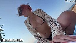 Public beach sex with cowgirl riding.