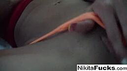 hot milf nikita in fishnet solo masturbation with big tits and pussy play