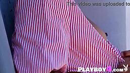 Sexy milf Angel Constance strips naked outdoor, total babe! 😘