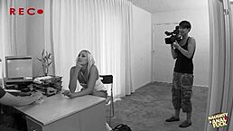 Wow! Blonde MILF with Tongue Piercing Deepthroats Mature Guy, Then Rides His Big Cock in Studio!