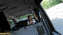marina gold gets fucked doggystyle in the fake taxi outside