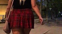 Chubby bummed in upskirt miniskirt