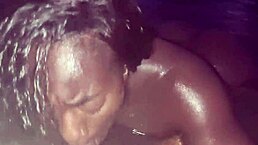 at the river, the mulata gives her pussy and drinks all the cum