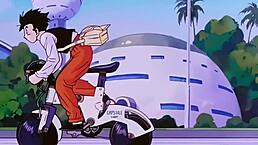 Dragon Ball Z Bulma and Gohan in wild monster action