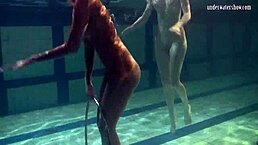 underwater lesbian stunts with tight russian babes irina barna and anna feher