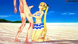 Marie Rose In Bikini Sucking Cock On The Beach!
