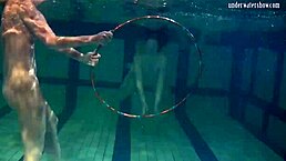 underwater lesbian stunts with tight russian babes irina barna and anna feher