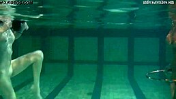 underwater lesbian stunts with tight russian babes irina barna and anna feher
