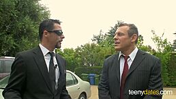 Teen with shaved tight pussy sucks big cock and masturbates. 😏