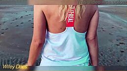 Flashing Big Tits at Sunset in Daring Public Display of Nude Exhibition.