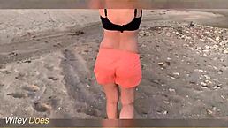 Flashing Big Tits at Sunset in Daring Public Display of Nude Exhibition.