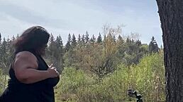 sexy chubby bbw remi relaxing on a giant rock in nature