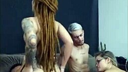 redhead rides friend while wife sucks